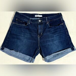 Signature by Levi Strauss Dark Blue Mid-Rise Jean Shorts Size-12